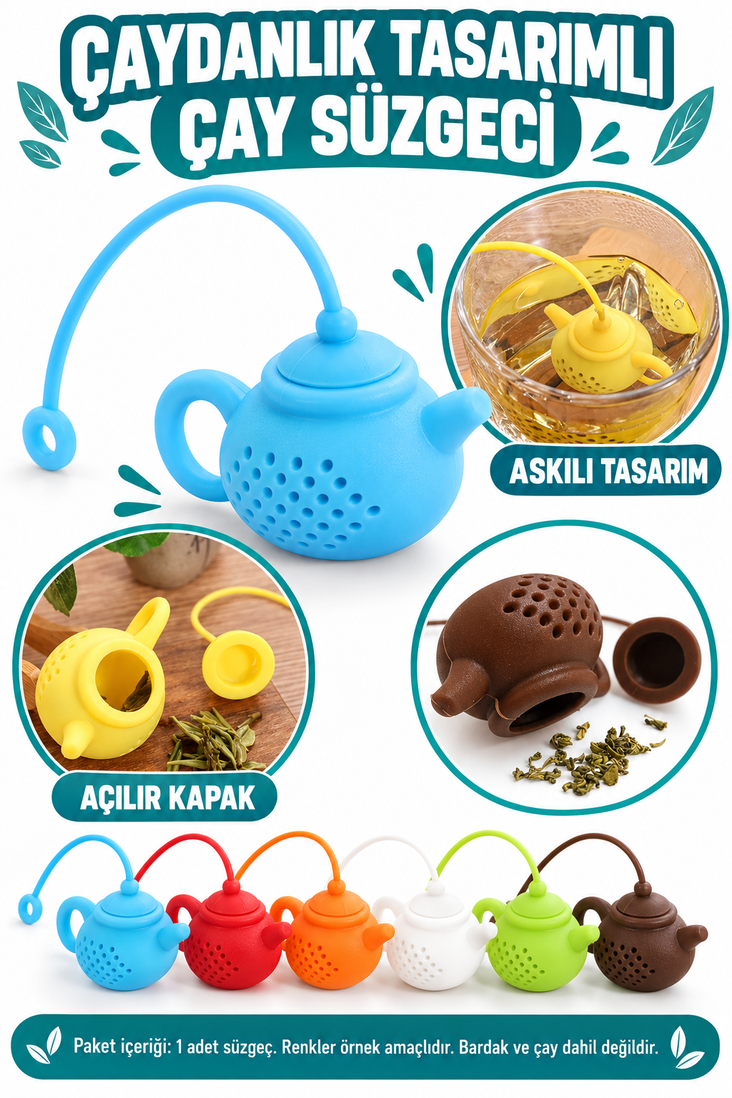 Çaydanlık Tasarımlı Çay Demleme Süzgeci - özellik ve kullanım bilgileri