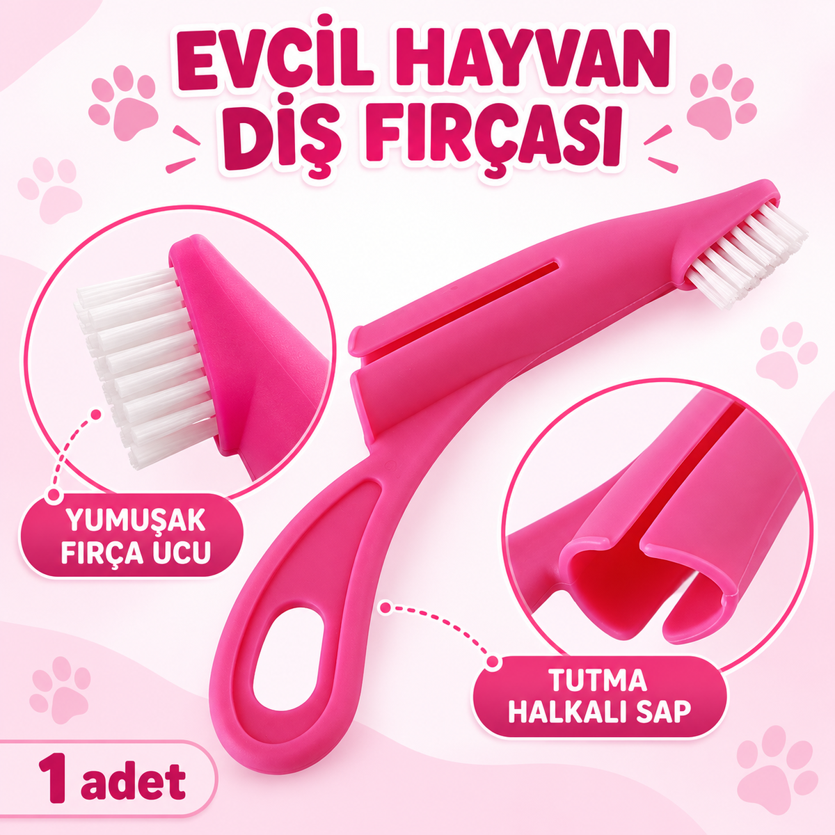 Ergonomik Evcil Hayvan Diş Fırçası - özellik ve kullanım bilgileri