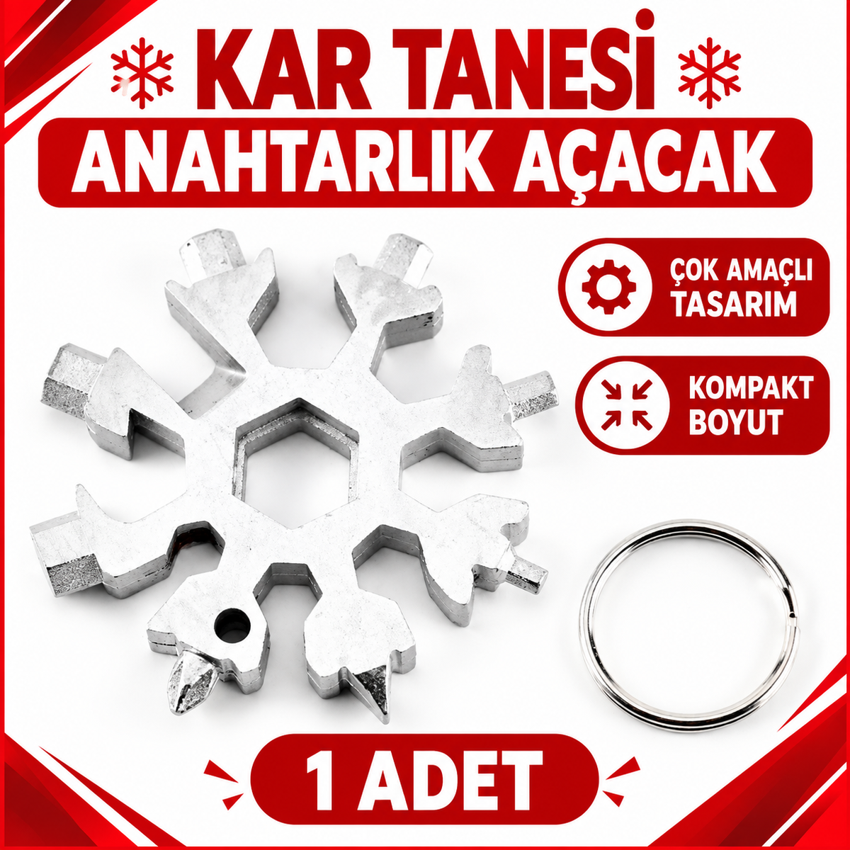 Kar Tanesi Çok Amaçlı Anahtarlık Açacak - özellik ve kullanım bilgileri
