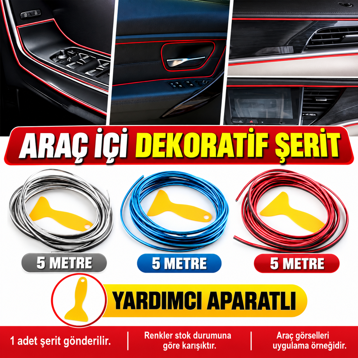 Araba Dekorasyon 5 Metre Şerit Trim - özellik ve kullanım bilgileri
