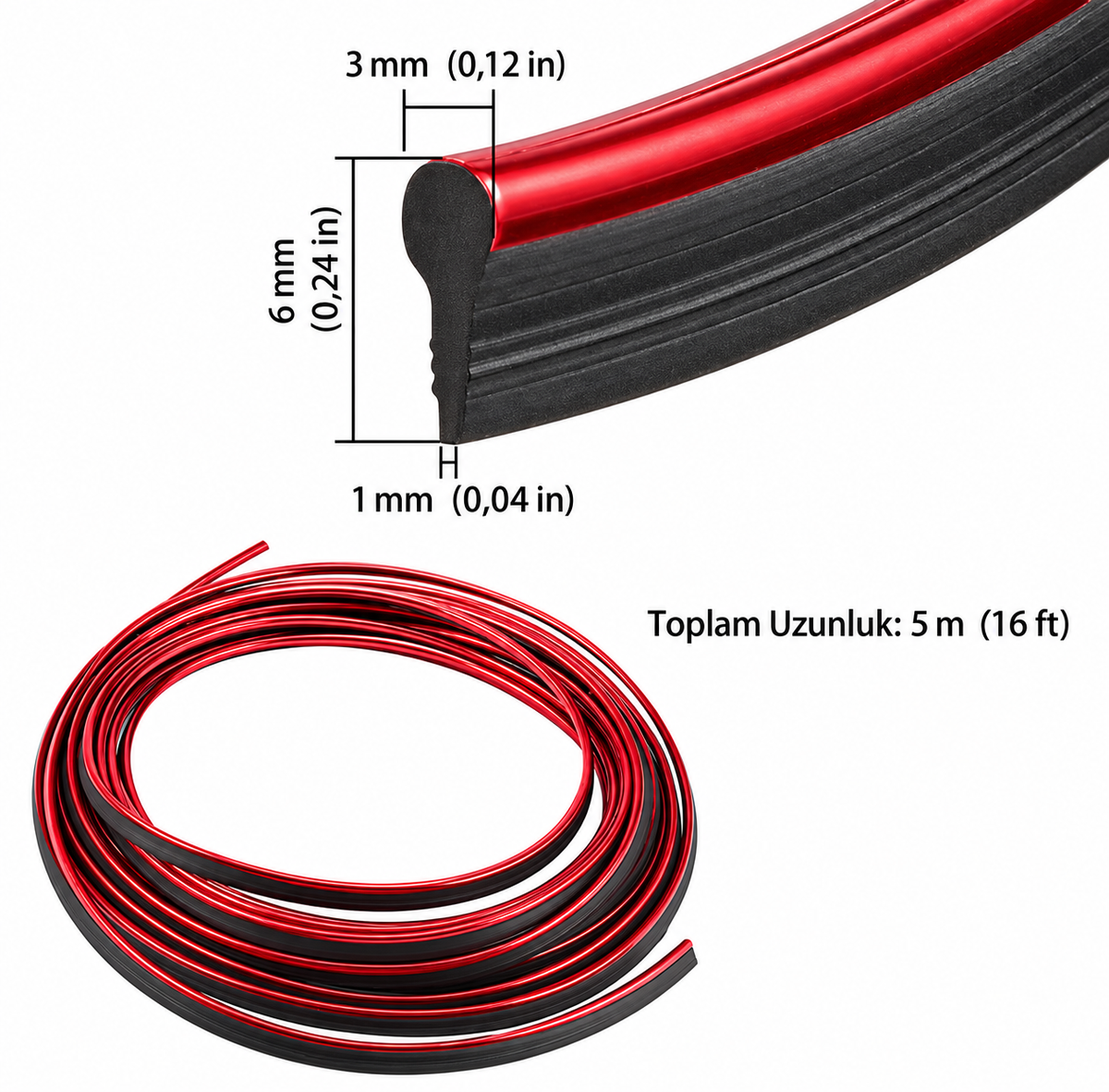 Araba Dekorasyon 5 Metre Şerit Trim - ürün görünümü