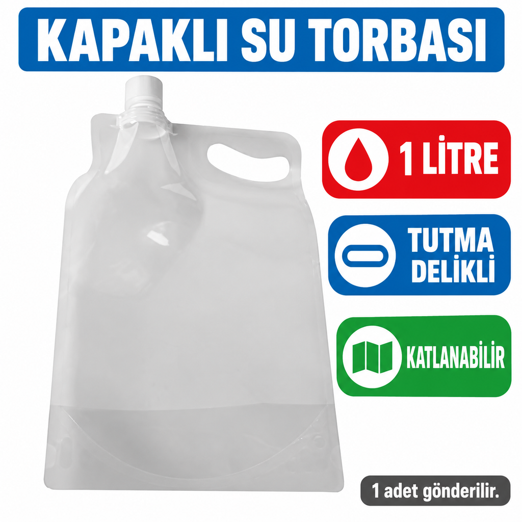 Plastik Kapaklı Su Torbası 1 Litre - özellik ve kullanım bilgileri