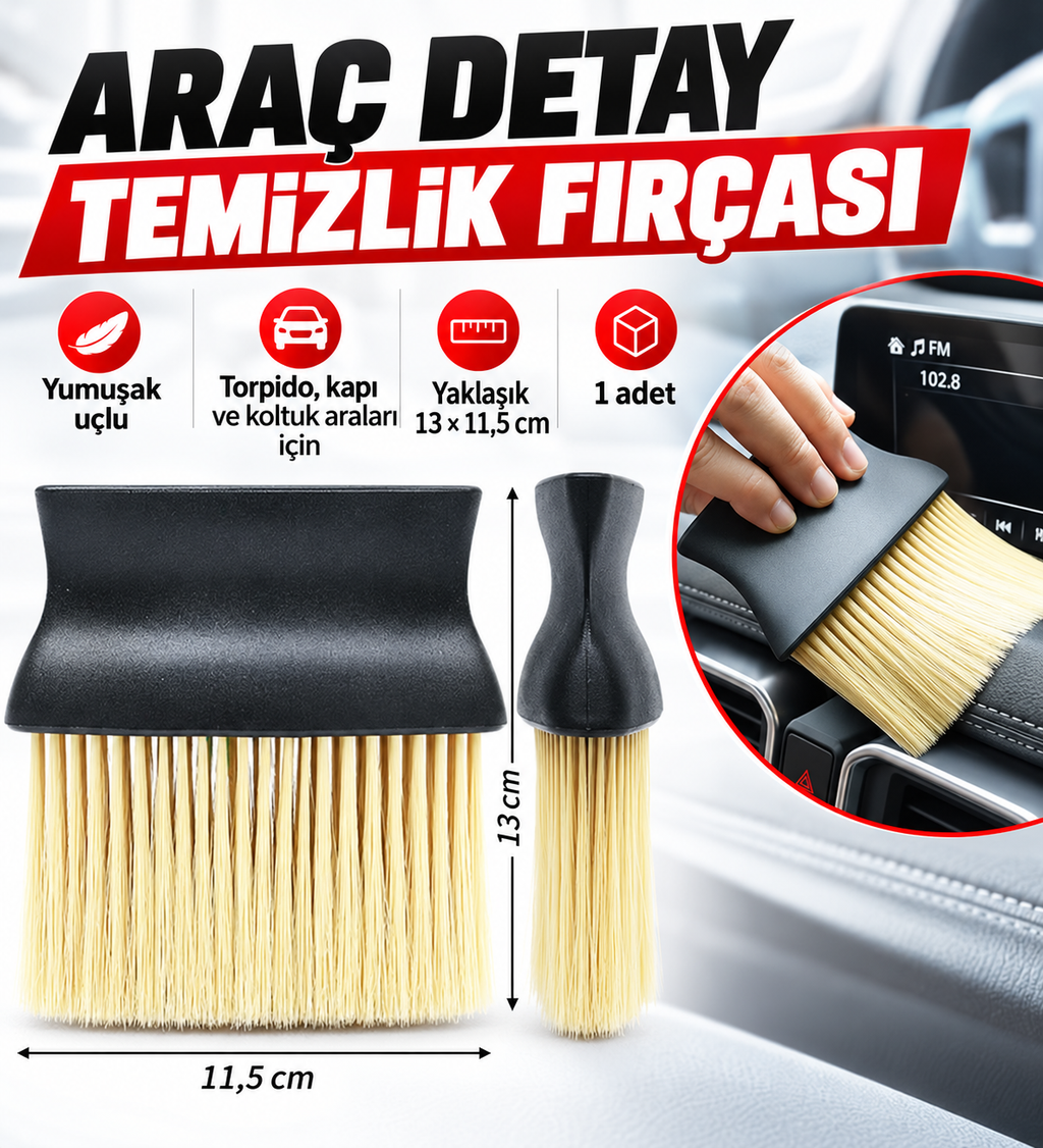 Araba Detay Temizlik Fırçası Yumuşak Uçlu - özellik ve kullanım bilgileri