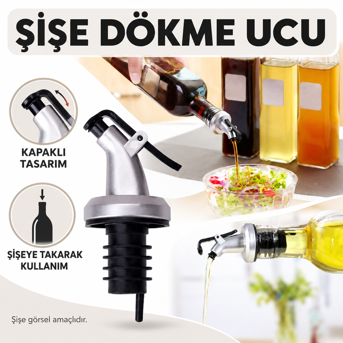 Kapaklı Şişe Tıpası Yağdanlık Ucu - özellik ve kullanım bilgileri