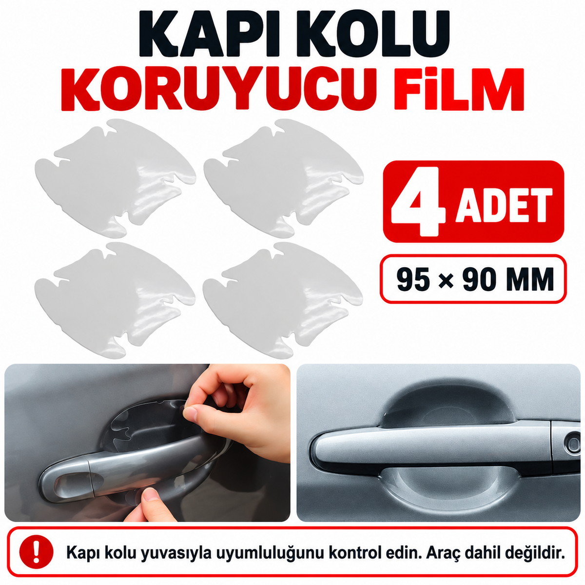 Araba Kapı Kolu Koruyucu Film (4lü Set) - özellik ve kullanım bilgileri