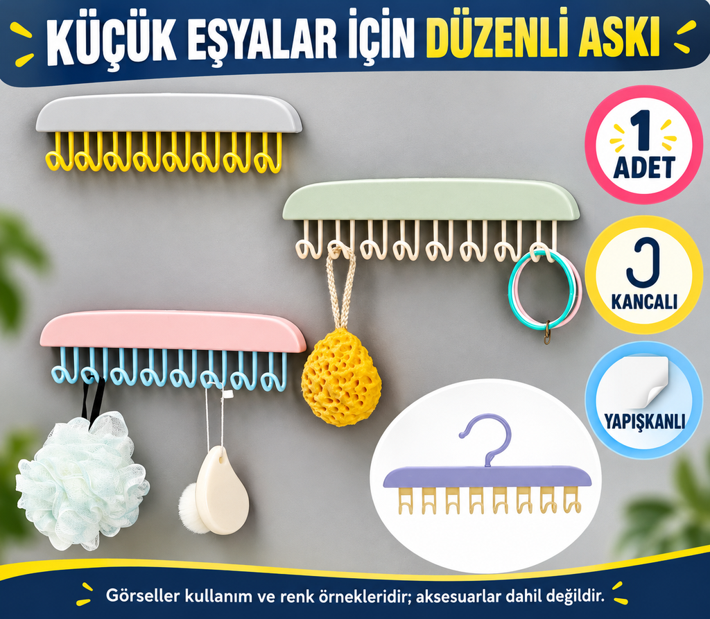 Kancalı Ve Yapışkanlı Dolap Askısı - özellik ve kullanım bilgileri