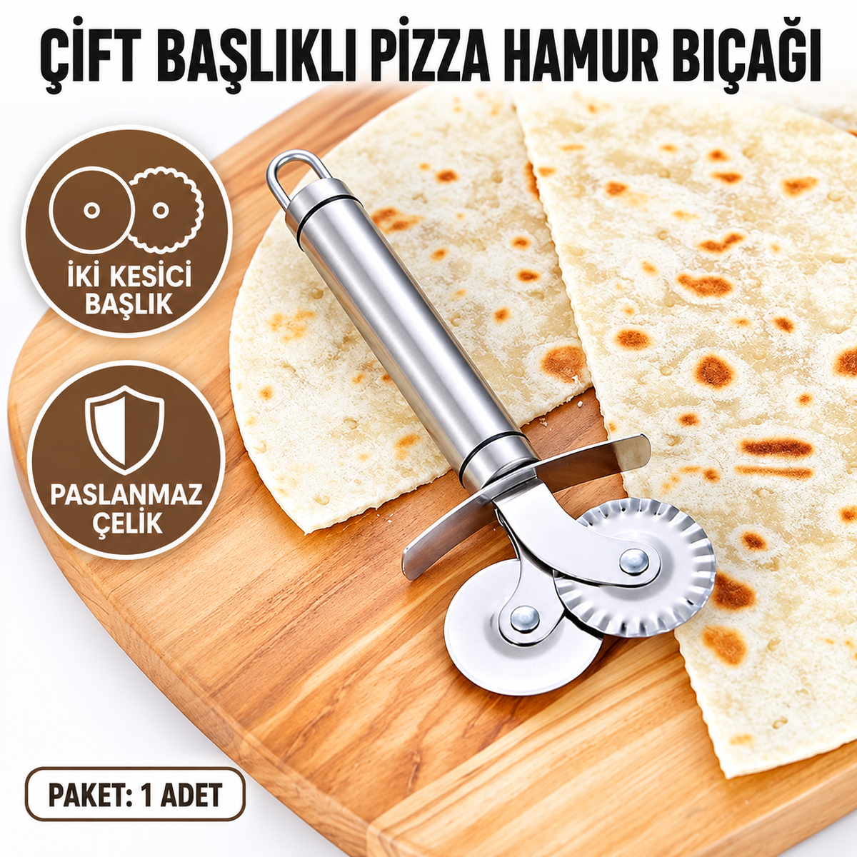 Çift Başlıklı Pizza Hamur Bıçağı - özellik ve kullanım bilgileri