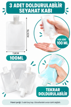 3 Adet 100ml Krem Şampuan Kabı Tekrar Kullanılabilir Set - özellik ve kullanım bilgileri