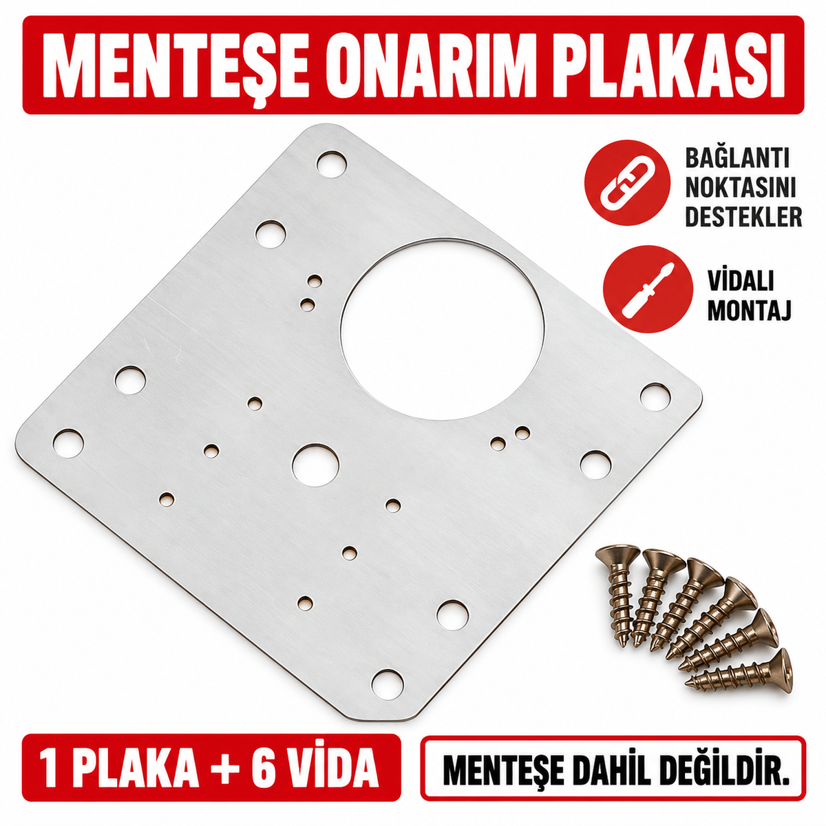 Paslanmaz Çelik Menteşe Onarım Plakası - özellik ve kullanım bilgileri