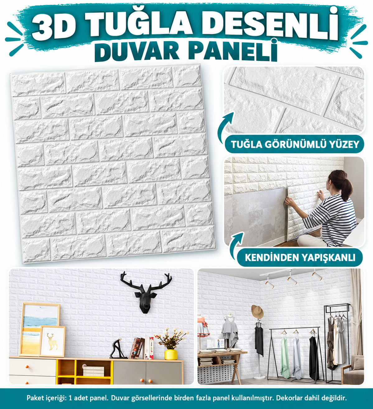3D Tuğla Desenli Kendinden Yapışkanlı Duvar Paneli - özellik ve kullanım bilgileri