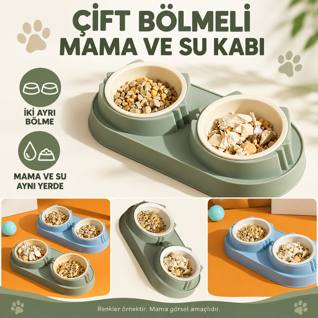 Mikopet Çift Bölmeli Mama ve Su Kabı - özellik ve kullanım bilgileri