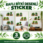 Raflı Bitki Tasarımlı Yapışkanlı Sticker 20*30 cm 3lü Set - özellik ve kullanım bilgileri