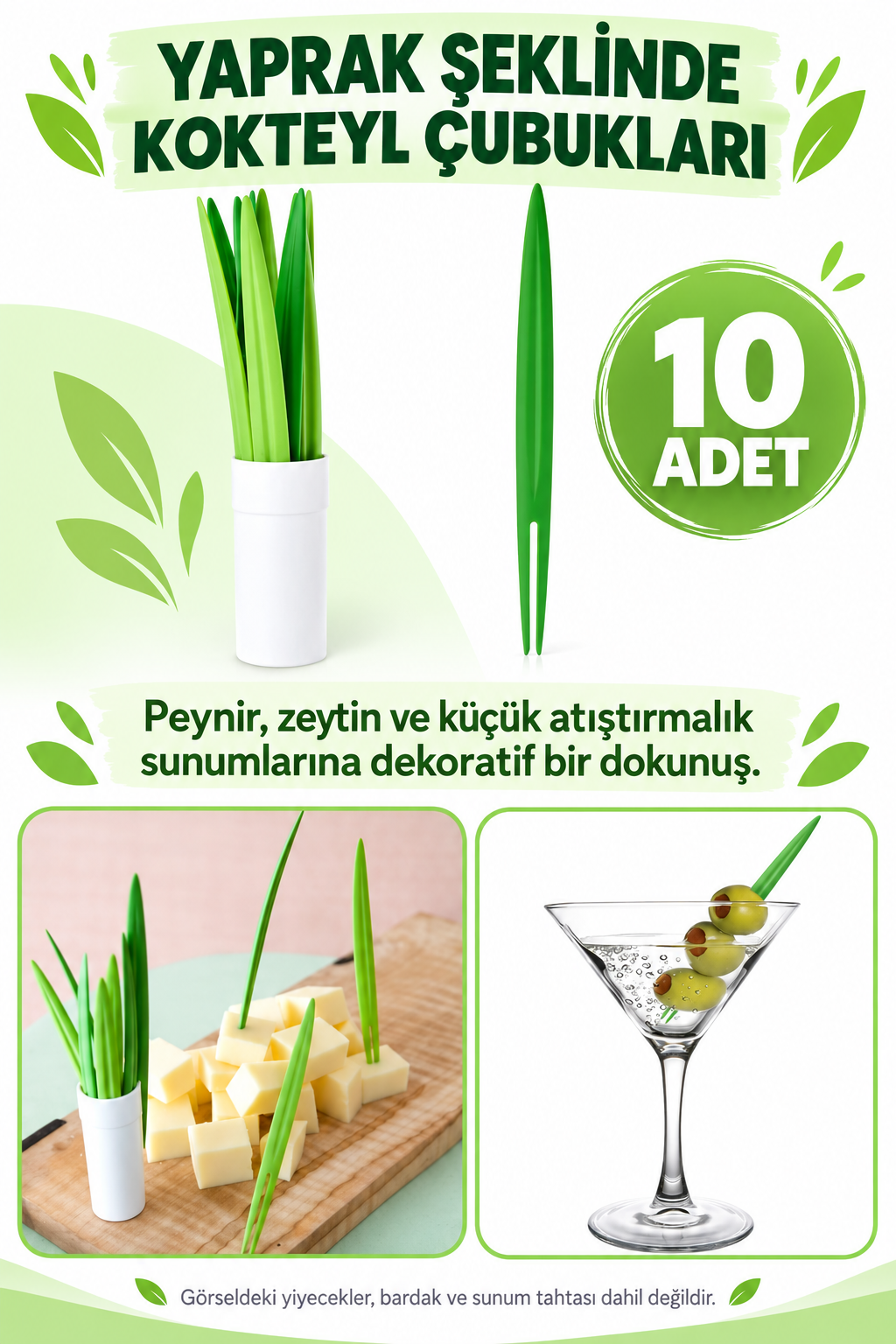 Yaprak Şeklinde Kokteyl Çubukları - özellik ve kullanım bilgileri