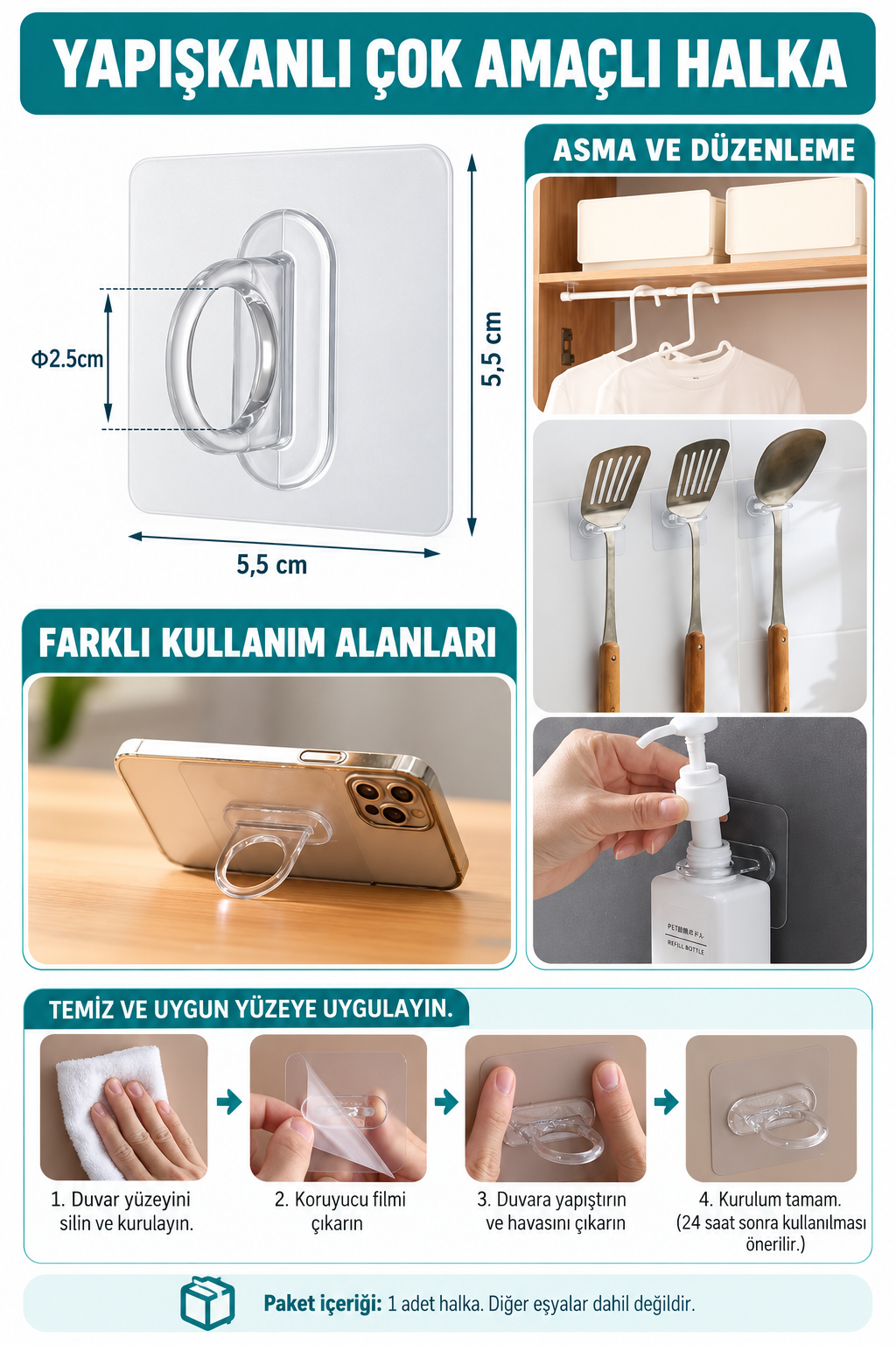 Kendinden Yapışkanlı Çok Amaçlı Yuvarlak Halka - özellik ve kullanım bilgileri