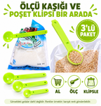 Ölçme Kaşıklı Poşet Klipsi 3'lü Paket - özellik ve kullanım bilgileri