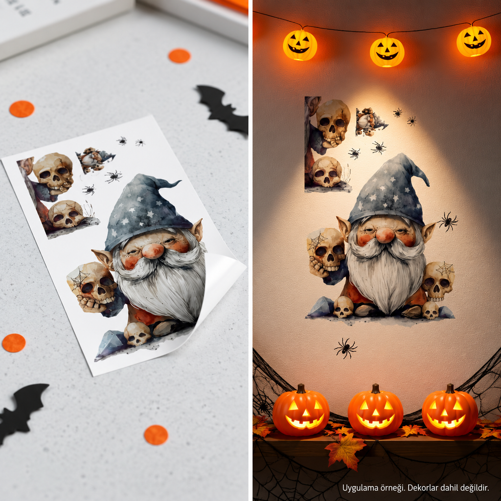 Halloween Temalı Duvar Stickerı - 3 Farklı Model - Cadılar Bayramı Dekoru - 57x24 cm - ürün görünümü