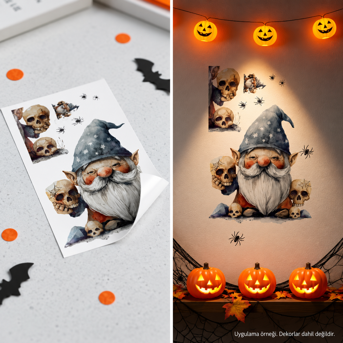 Halloween Temalı Duvar Stickerı - 3 Farklı Model - Cadılar Bayramı Dekoru - 57x24 cm - ürün görünümü