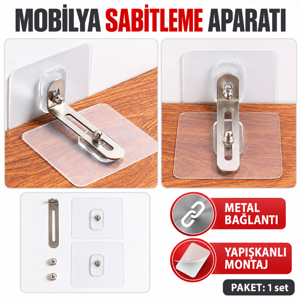 Kendinden Yapışkanlı Mobilya Sabitleme Aparatı - özellik ve kullanım bilgileri