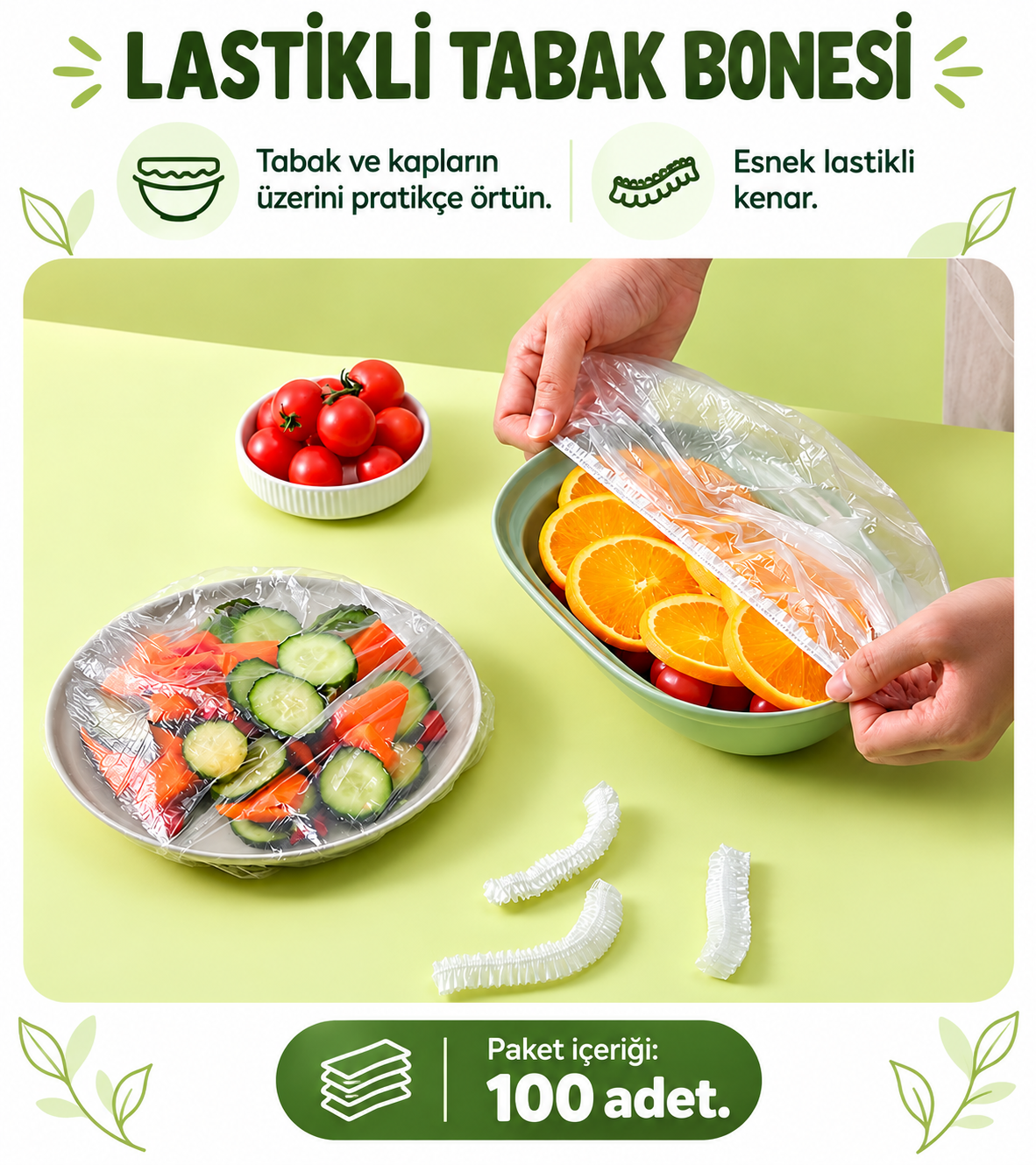 Lastikli Tencere Ve Tabak Bonesi 100 Adet (20cm) - özellik ve kullanım bilgileri