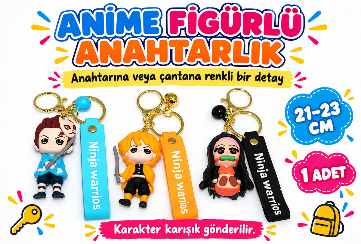 Anime Figürlü Anahtarlık - Çanta Süsü - Karışık Karakter - özellik ve kullanım bilgileri