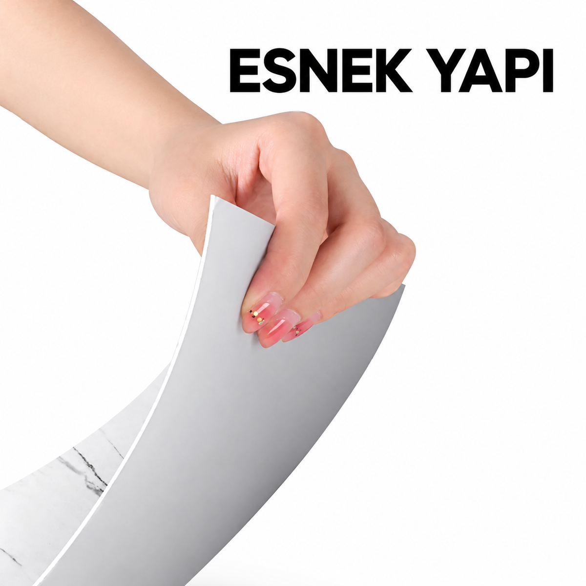 Beyaz Mermer Desenli Alüminyum Plastik Duvar Sticker (30x30) - ürün görünümü