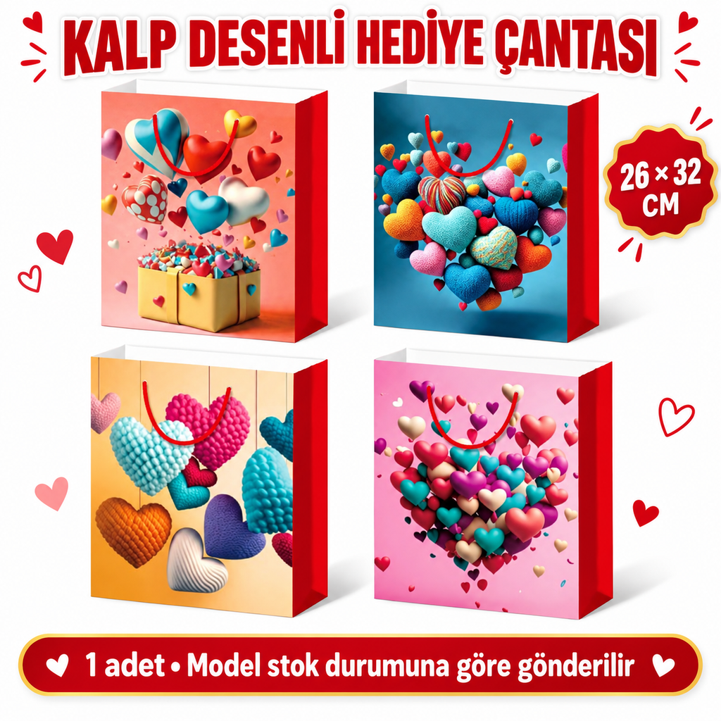 Büyük Boy Kalp Desenli Karton Çanta - özellik ve kullanım bilgileri