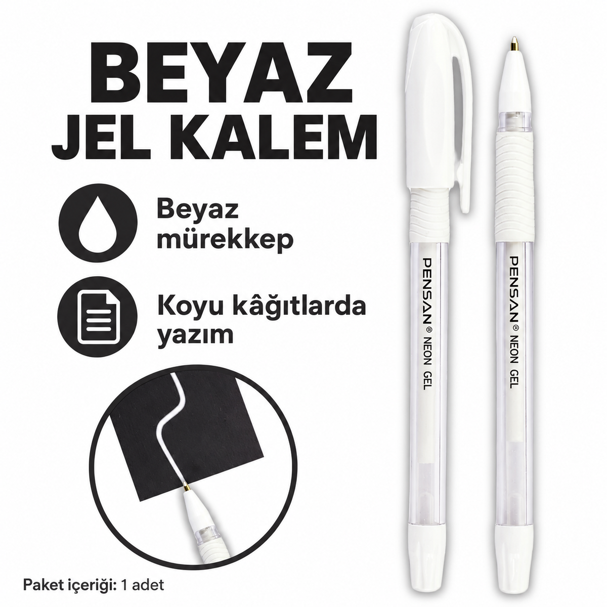 Beyaz Jel Kalem 1 Adet - özellik ve kullanım bilgileri