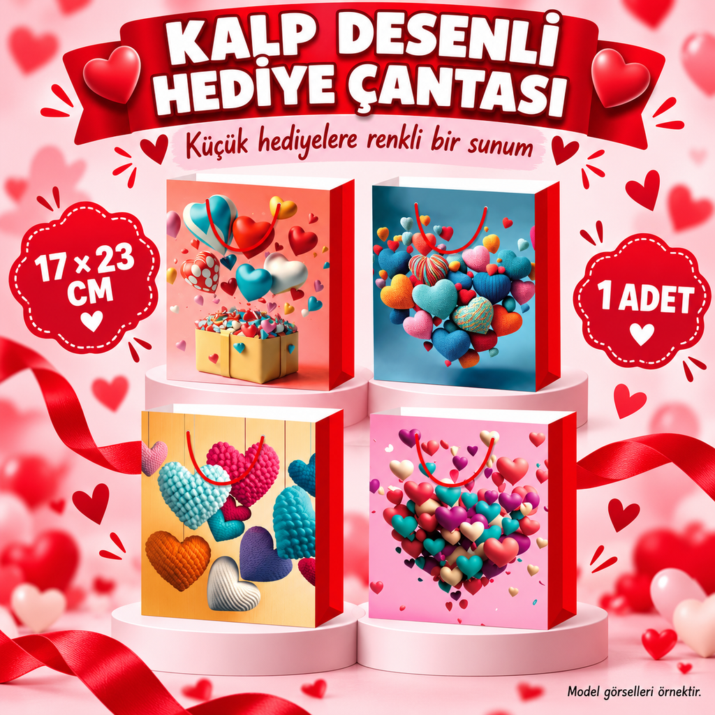Küçük Boy Kalp Desenli Karton Çanta - özellik ve kullanım bilgileri