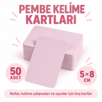 Pembe Boş Kelime Kartları 50 Adet - özellik ve kullanım bilgileri