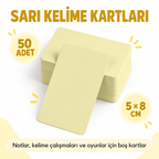 Sarı Boş Kelime Kartları 50 Adet - özellik ve kullanım bilgileri