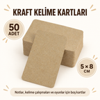 Kraft Boş Kelime Kartları 50 Adet - ölçü ve kullanım bilgileri