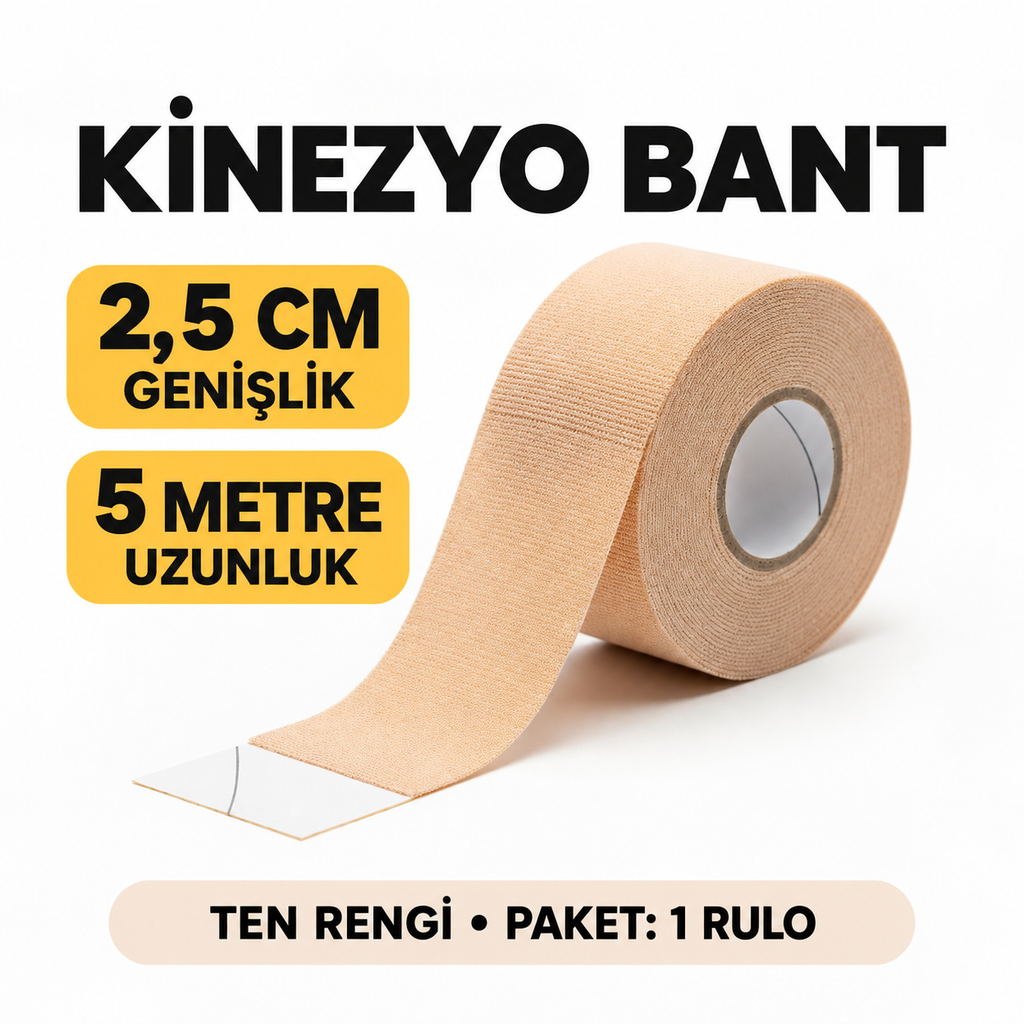 Kinezyo Bant 2,5 cm × 5 m Ten Rengi - özellik ve kullanım bilgileri