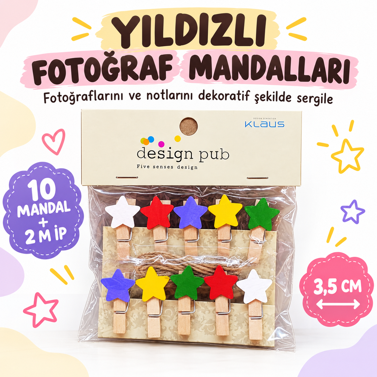 Yıldız Tasarımlı Mini Fotoğraf Mandalları - özellik ve kullanım bilgileri