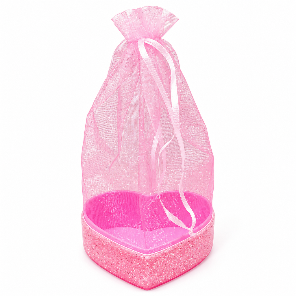 Pembe Kalpli Tül Kese - ürün görünümü