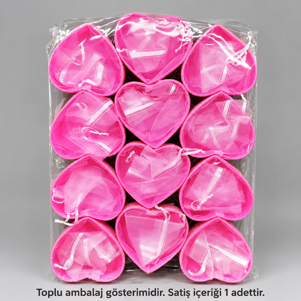 Pembe Kalpli Tül Kese - ürün görünümü