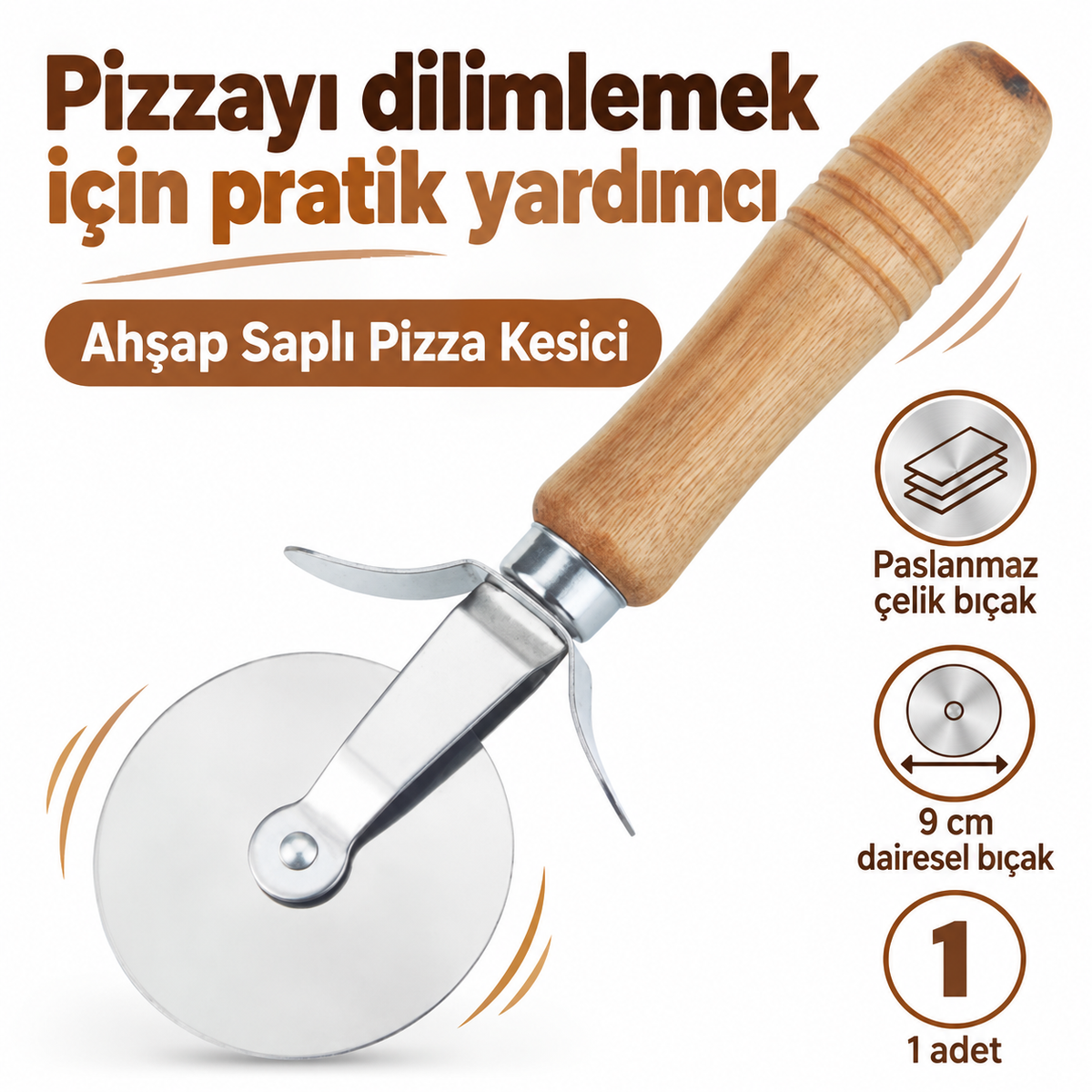 Ahşap Saplı Pizza Kesme Bıçağı - özellik ve kullanım bilgileri