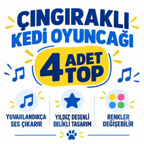 4'lü Çıngıraklı Top Kedi Oyuncağı - özellik ve kullanım bilgileri