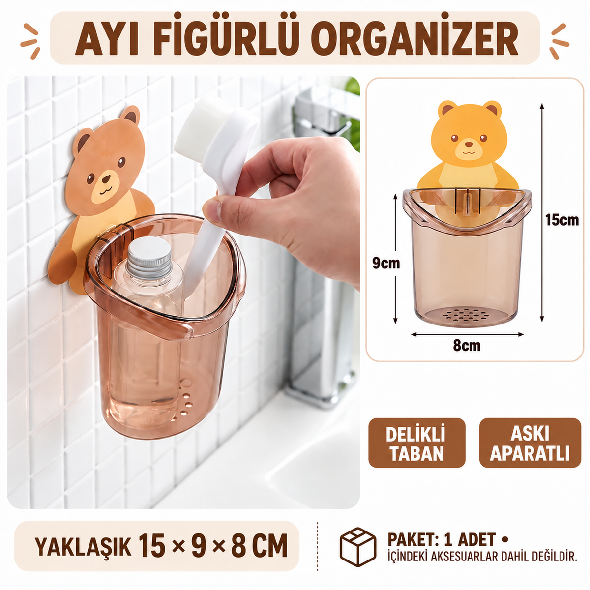 Ayı Figürlü Plastik Organizer - özellik ve kullanım bilgileri