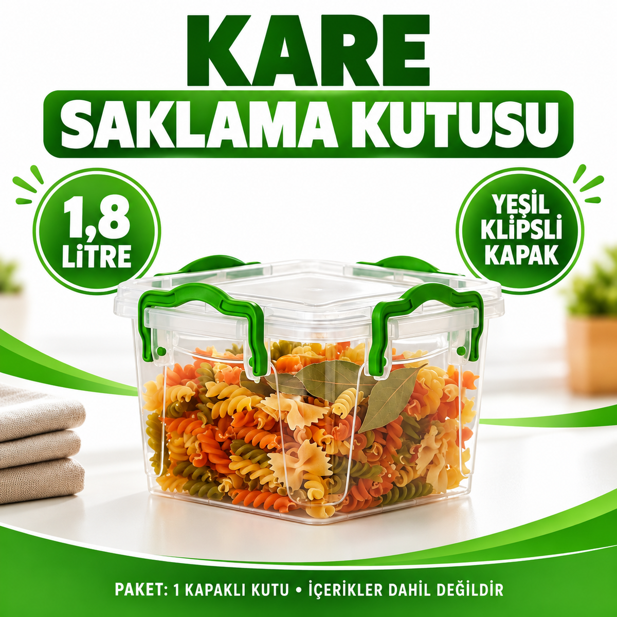 Kare Saklama Kutusu 1.8 Litre - özellik ve kullanım bilgileri