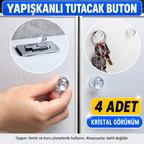 4 Adet Kristal Tasarımlı Çok Amaçlı Yapışkanlı Tutacak Buton - özellik ve kullanım bilgileri