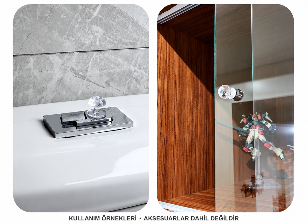 4 Adet Kristal Tasarımlı Çok Amaçlı Yapışkanlı Tutacak Buton - ürün görünümü