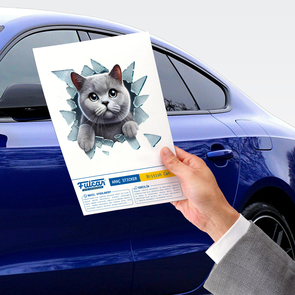 Fulcar Kedi Tasarımlı Araç Stickerı - ürün görünümü