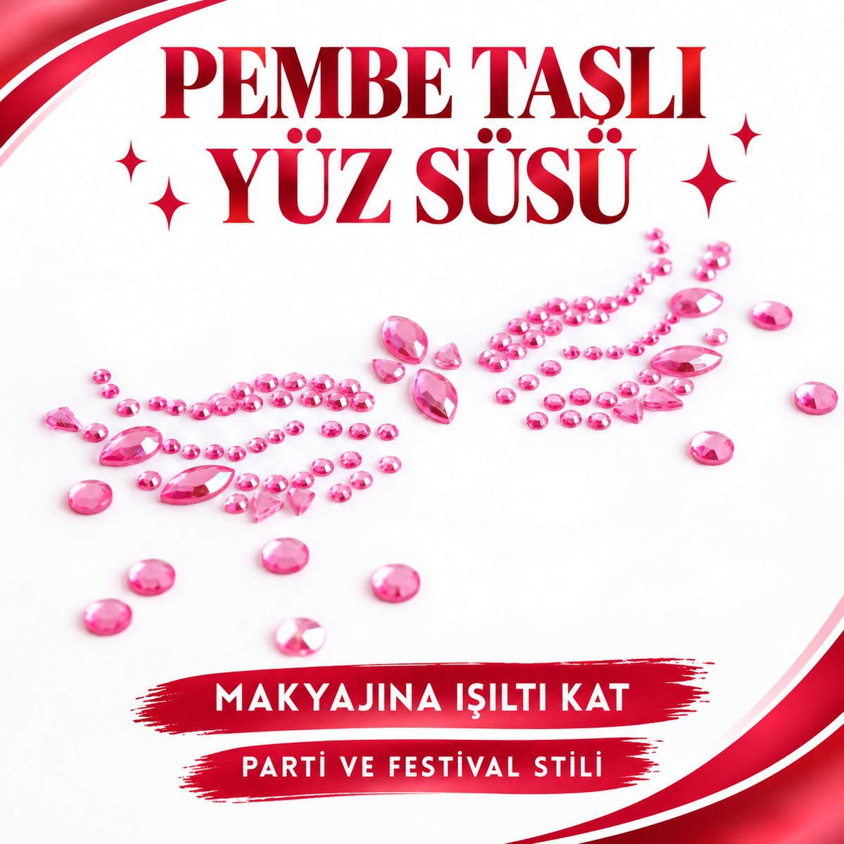 Pembe Taşlı Makyaj Yüz Süsü - özellik ve kullanım bilgileri