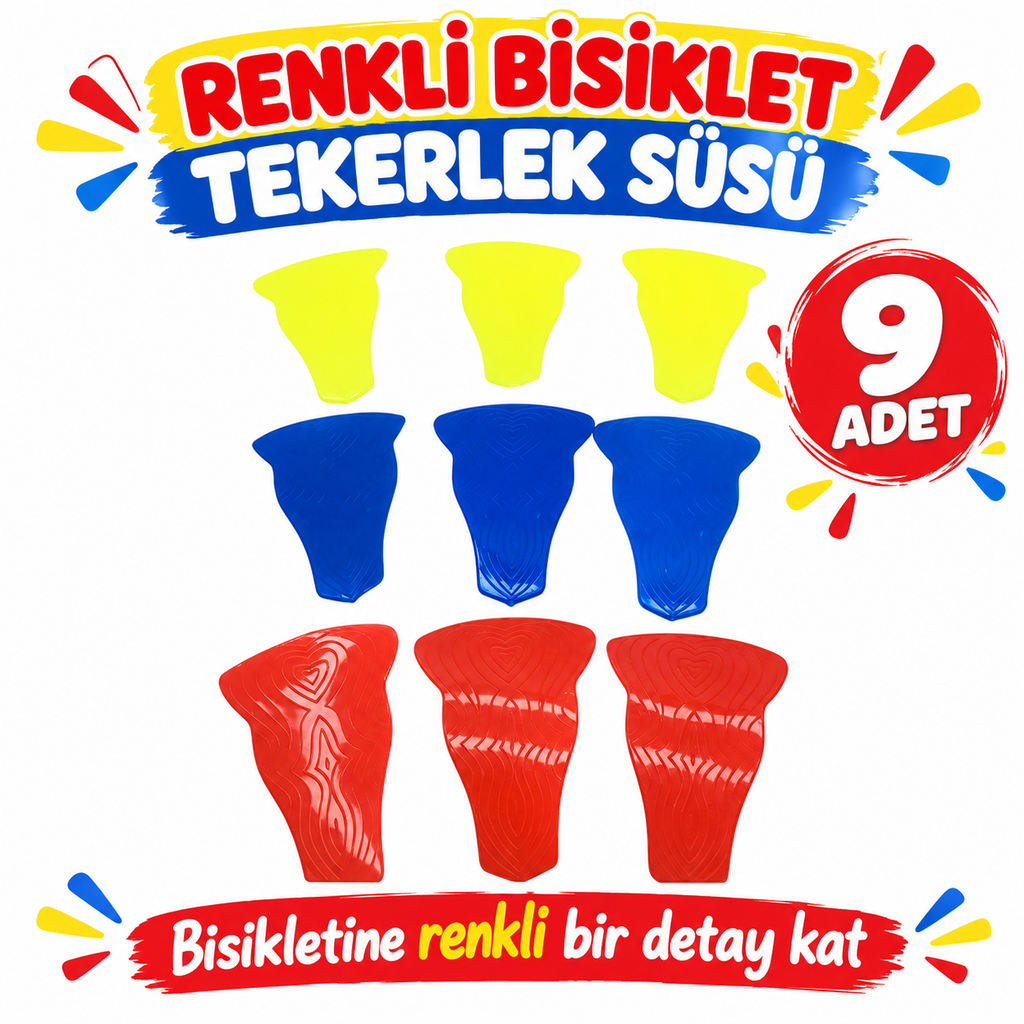 9 Adet Renkli Bisiklet Tekerlek Süsü - özellik ve kullanım bilgileri