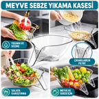 Meyve Sebze Yıkama Süzgeci - Şeffaf Yemek Kasesi - Çıkarılabilir Filtreli - özellik ve kullanım bilgileri