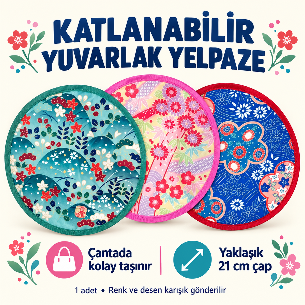 Katlanabilir Kore Tipi Yuvarlak Yelpaze -Çanta Boy - Hafif Tasarım - özellik ve kullanım bilgileri