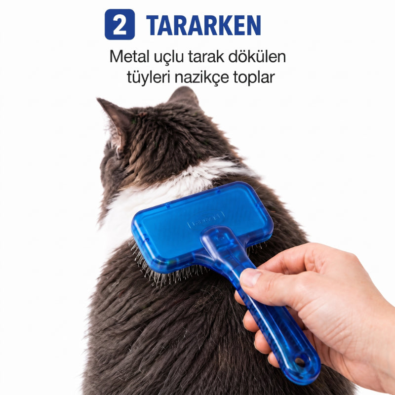 Kedi Köpek Tarağı - Evcil Hayvan Tüy Toplama Tarağı - Metal Uçlu - ürün görünümü