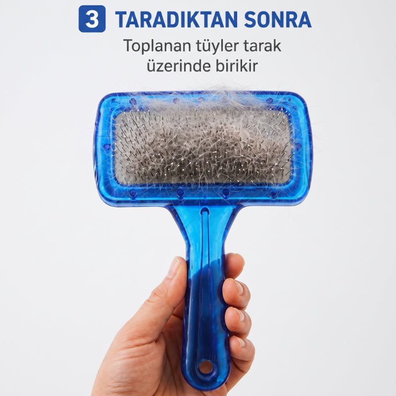 Kedi Köpek Tarağı - Evcil Hayvan Tüy Toplama Tarağı - Metal Uçlu - ürün görünümü